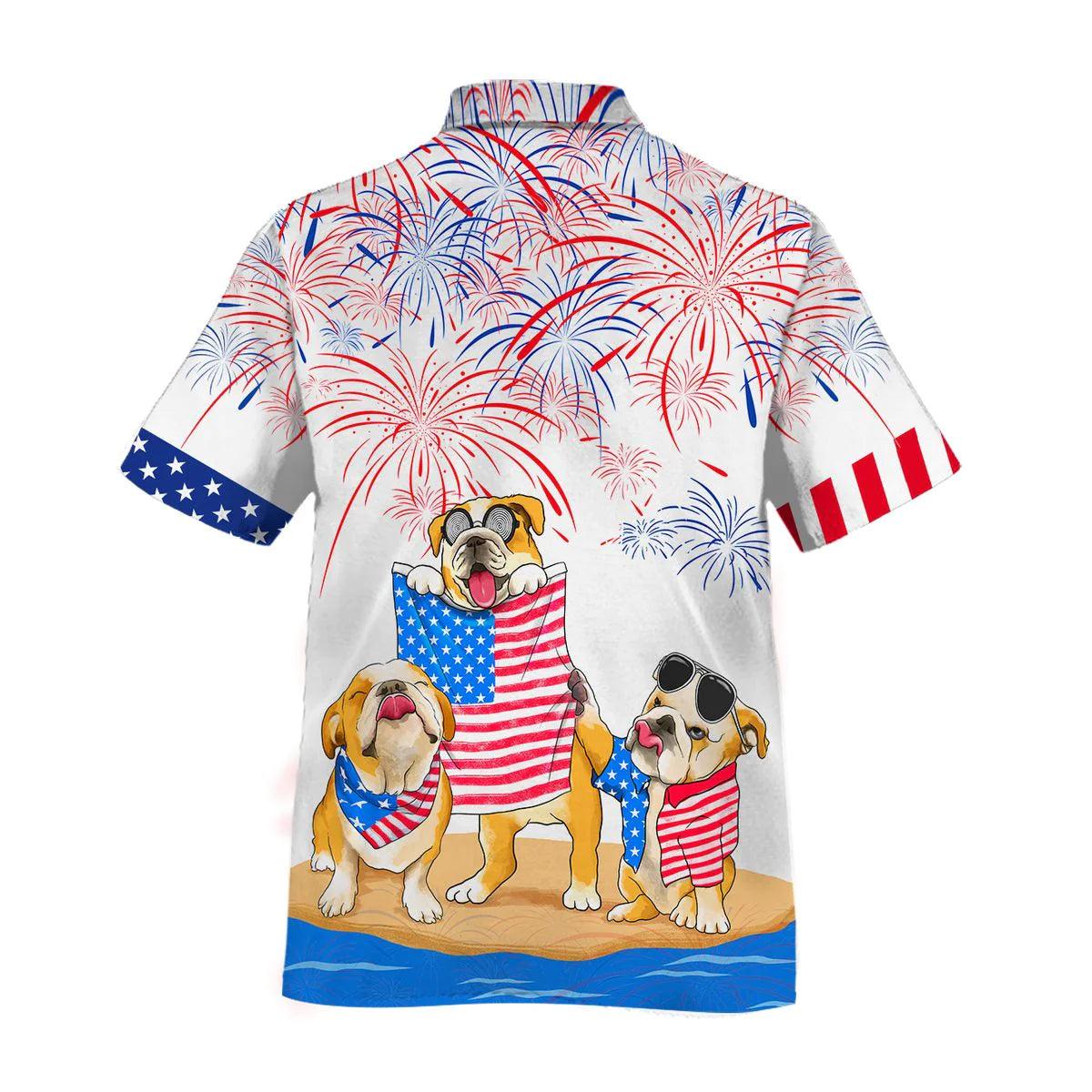 Bulldog Aloha Hawaiian Shirts For Summer, Dog Independence Day Freedom Of USA 4th Of July Flag Aloha Hawaiian Shirt For Men Women, Gift For Dog Lovers - Image 2