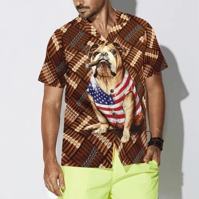 Bulldog Hawaiian Shirt, Cigar, American Bulldog Aloha Shirt For Men - Perfect Gift For Bulldog Lovers, Husband, Boyfriend, Friend, Family - Image 5