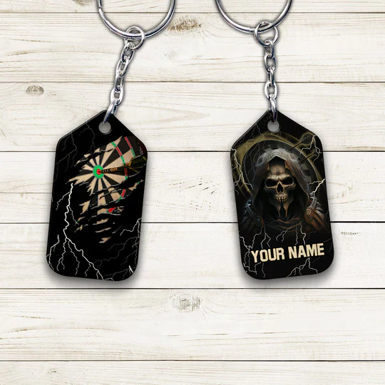 Bullseye Dartboard Thunder Customized Name Grim Reaper And Darts Acrylic Keychain - Christmas Gift For Darts Lovers, Darts Players - Image 6