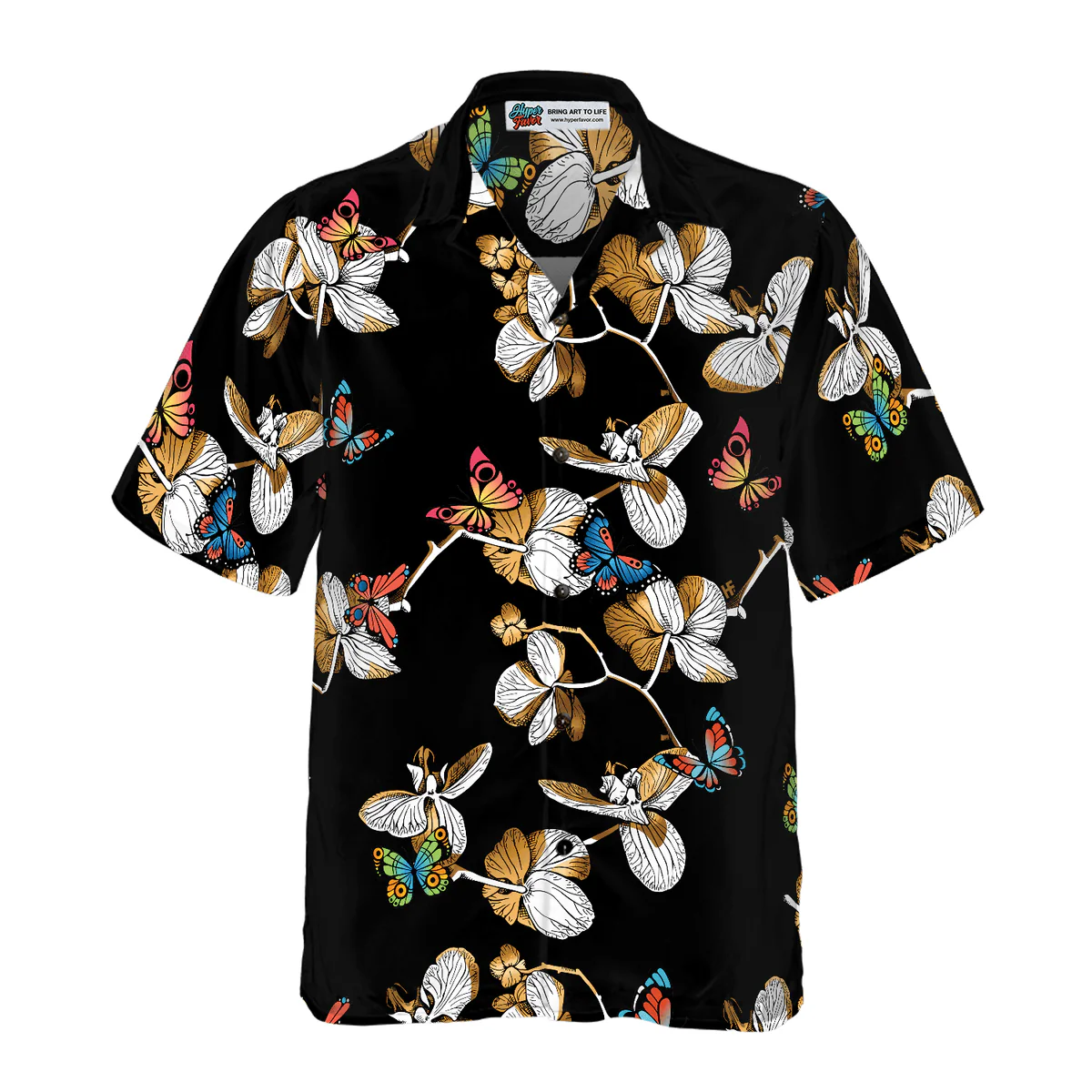 Butterfly Hawaiian Shirt, Floral Butterflies Pattern Aloha Shirt For Men - Perfect Gift For Husband, Boyfriend, Friend, Family - Image 2