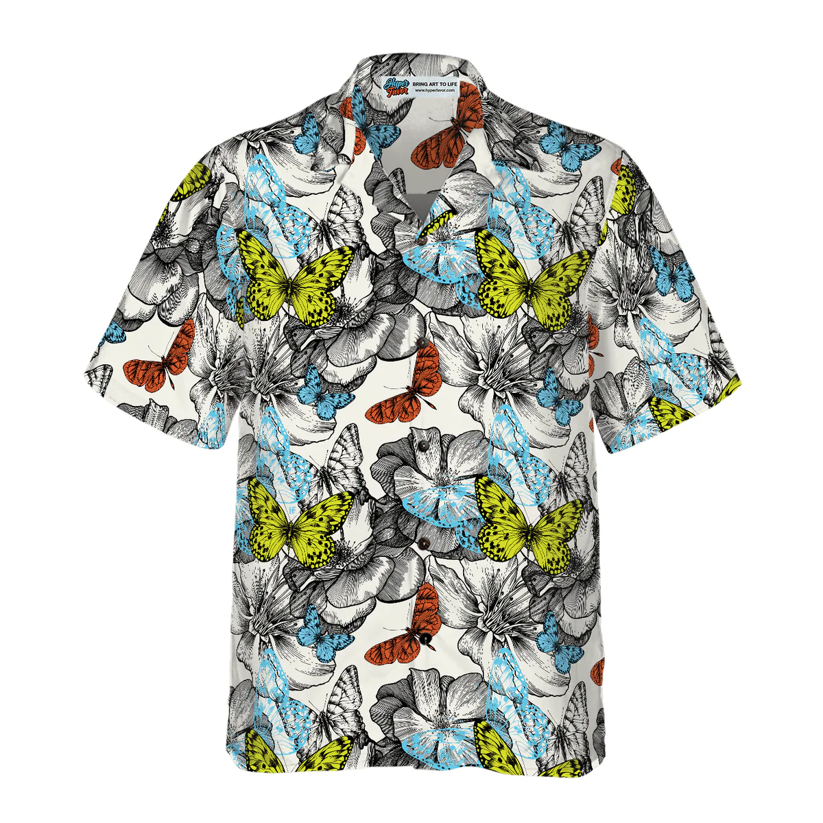 Butterfly Hawaiian Shirt, Flying Butterflies Aloha Shirt For Men - Perfect Gift For Husband, Boyfriend, Friend, Family - Image 2