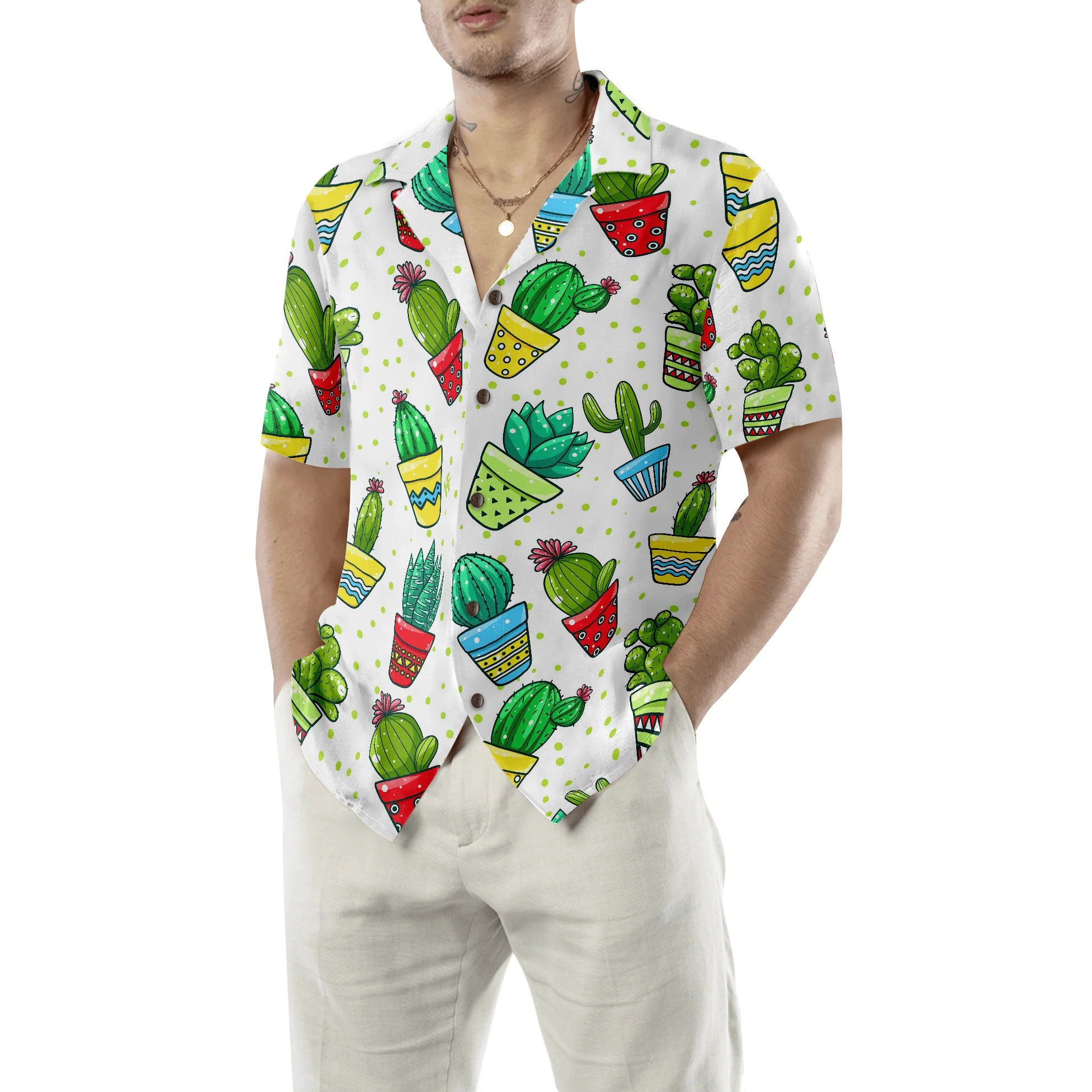 Cactus Seamless Pattern Hawaiian Shirt For Summer, Colorful Shirt For Men Women, Perfect Gift For Friend, Team, Family - Image 5