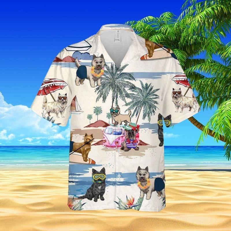 Cairn Terrier Dog Aloha Hawaiian Shirt - Funny Cairn Terrier Hawaiian Shirt, Tropical Coconut Hawaiian Shirt For Men & Women, Cairn Terrier Lover