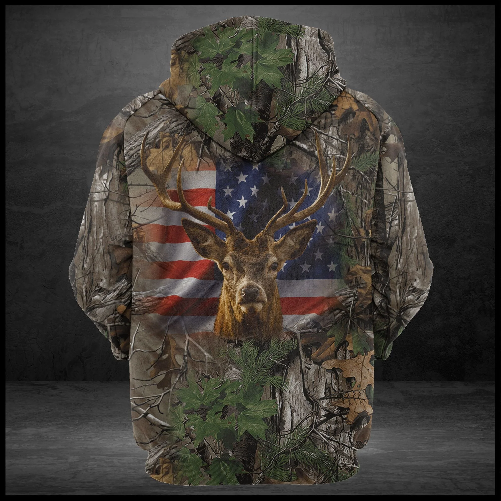 Camo Deer Pullover Premium Hoodie American Flag, Perfect Outfit For Men And Women On Christmas New Year Autumn Winter - Image 3