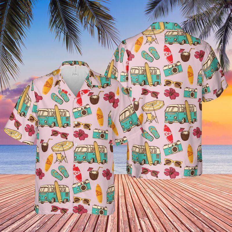 Camping Aloha Hawaiian Shirts For Summer, Retro Tropical Hawaiian Set Holiday Outfits For Men Women, Gift For Friend, Family, Team, Camping Lovers - Image 2
