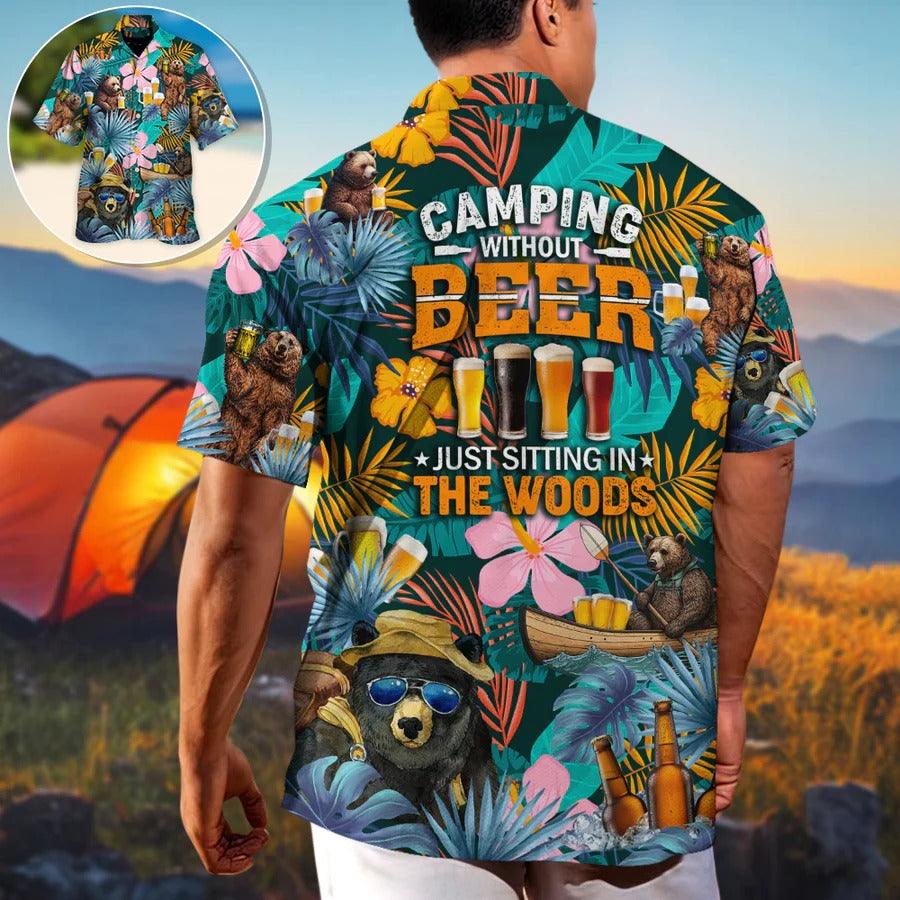 Camping Aloha Shirt, Camping Funny Bear Hawaiian Shirt For Summer, Camping Without Beer Aloha Shirt - Perfect Gift For Men, Women, Camping Lover, Family - Image 4