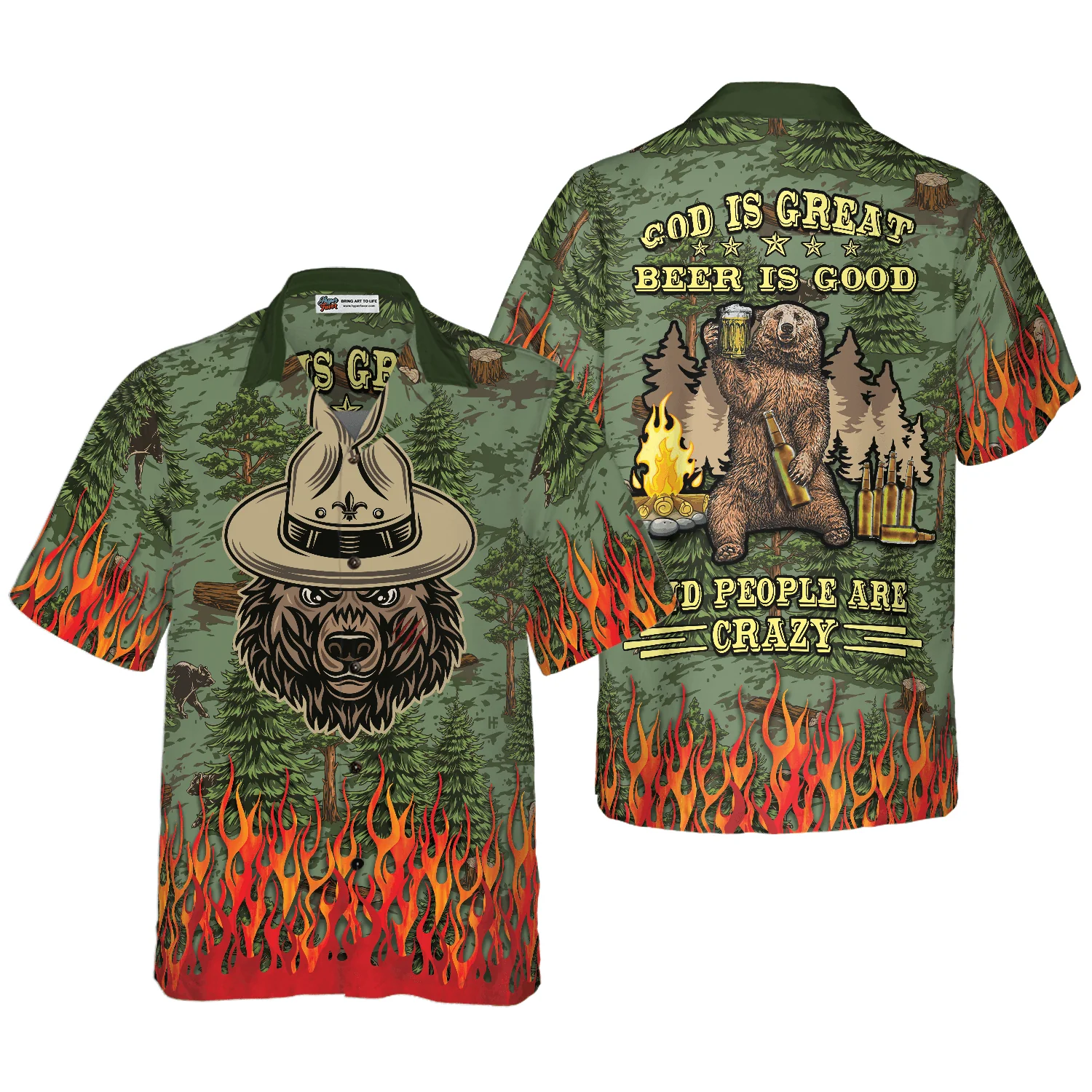 Camping Beer Hawaiian Shirt, Camping Sheriff Bear Drink Beer Colorful Summer Aloha Shirt For Men Women, Perfect Gift For Husband, Wife, Friend