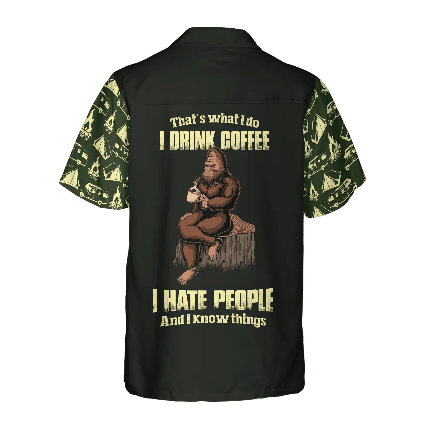 Camping Bigfoot Hawaiian Shirt, Darryl Drink Coffee & Hate People, Colorful Summer Aloha Shirt For Men Women, Perfect Gift For Friend, Family, Husband - Image 2