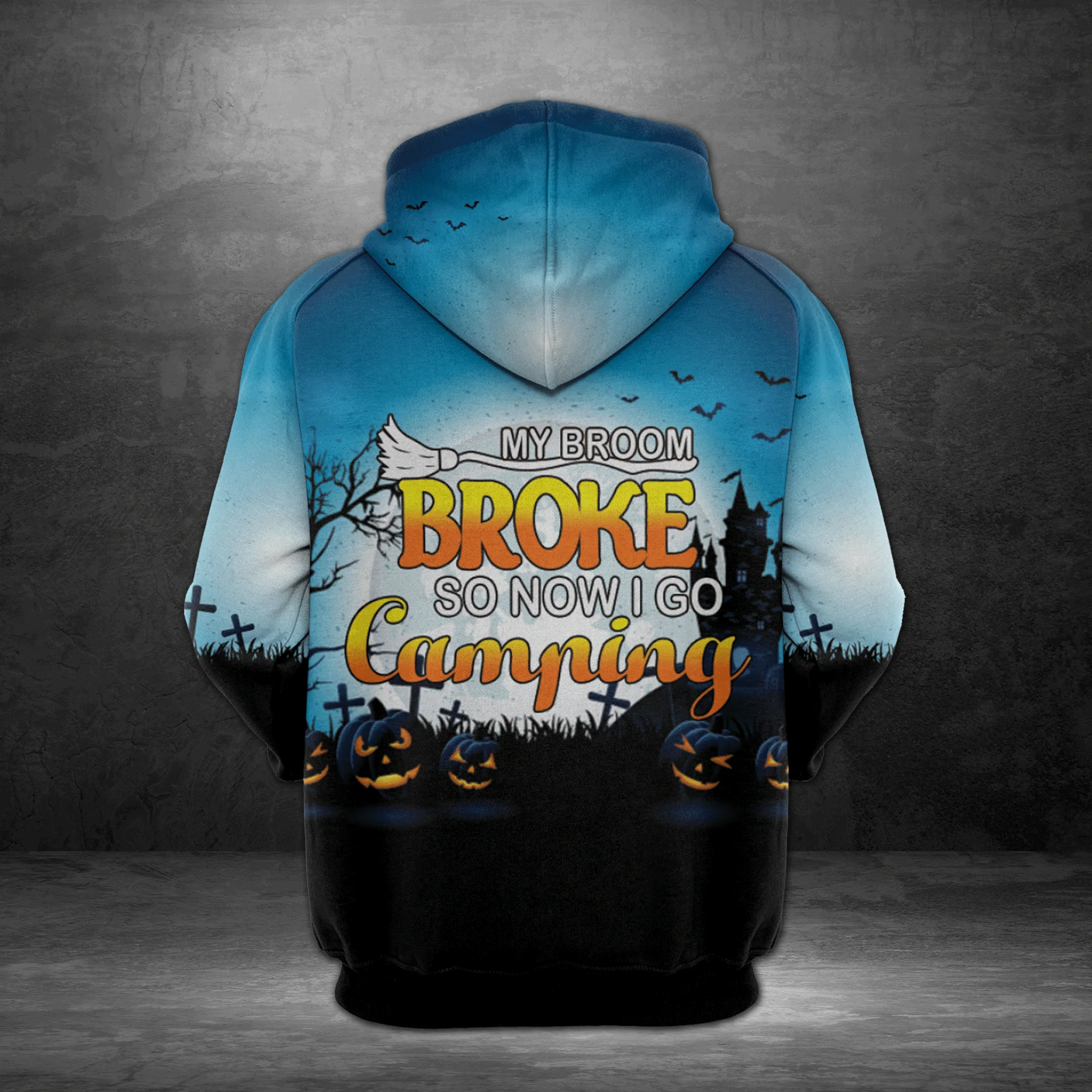 Camping Halloween Pullover Premium Hoodie My Broom Broke So Now I Go Camping, Perfect Outfit For Men And Women On Christmas New Year Autumn Winter - Image 3