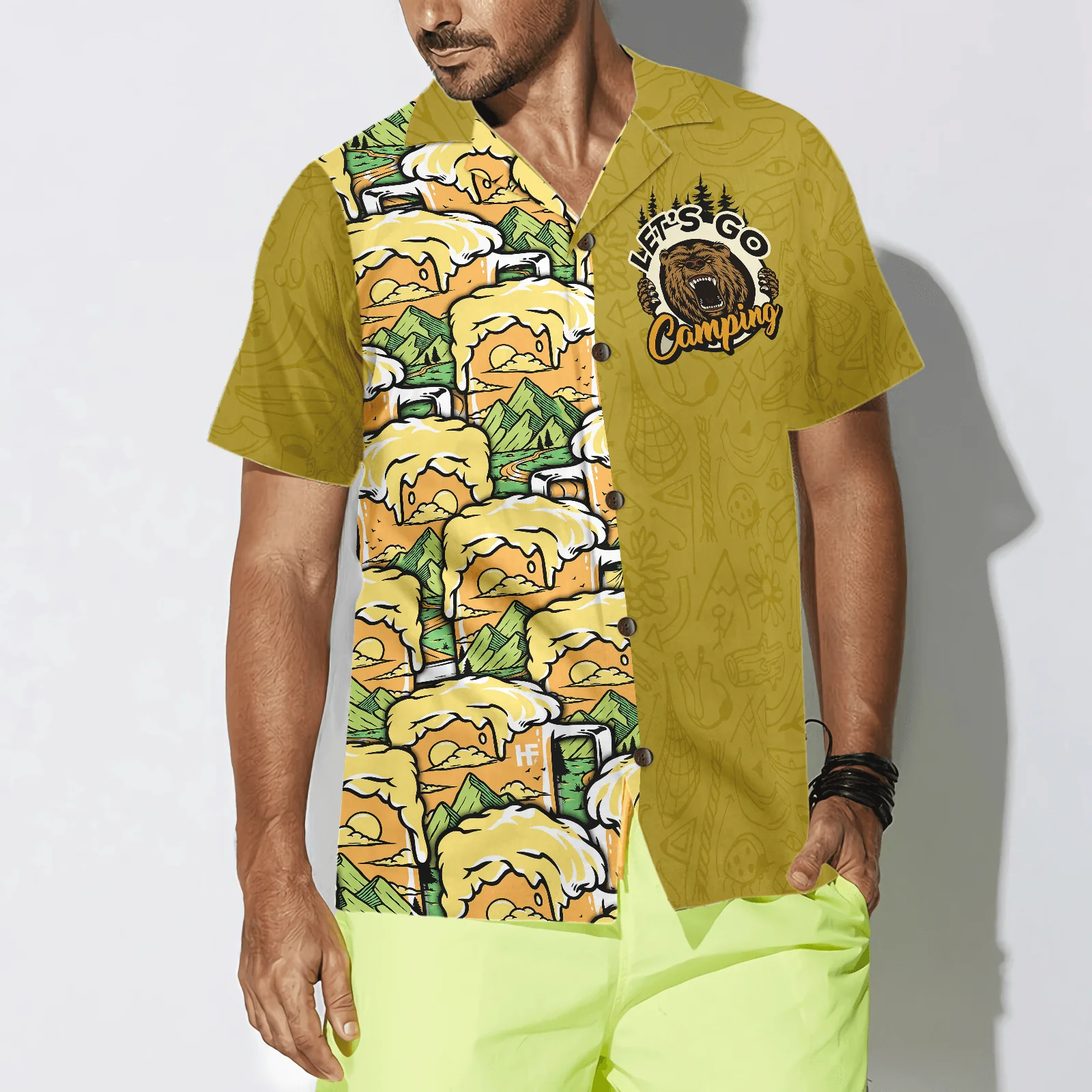 Camping Hawaiian Shirt, Bear Drink Beer, Colorful Summer Aloha Shirt For Men Women, Gift For Friend, Team, Camping Beer Lovers, Let's Go Camping - Image 4