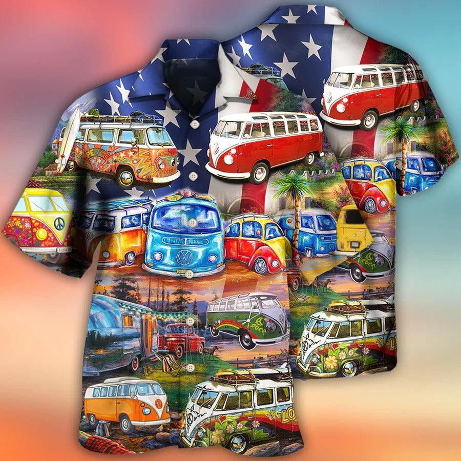 Camping Hawaiian Shirt, Camping Caravans, Camping Independence Day American Aloha Shirt For Men And Women - Perfect Gift For Camping Lovers