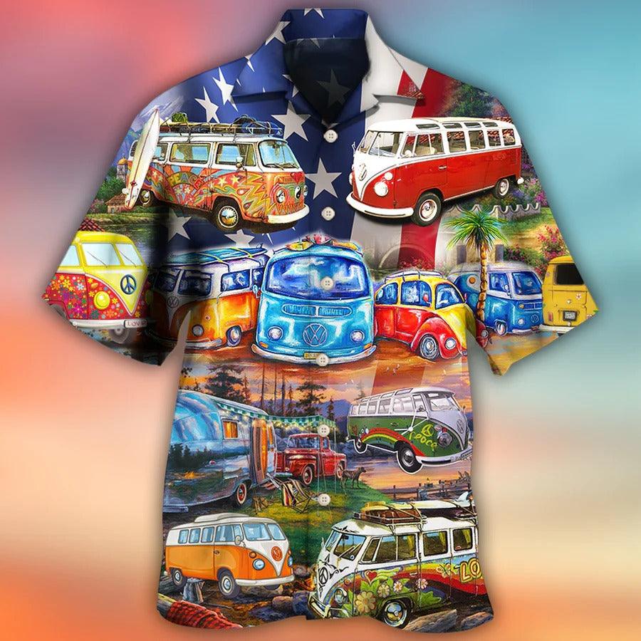 Camping Hawaiian Shirt, Camping Caravans, Camping Independence Day American Aloha Shirt For Men And Women - Perfect Gift For Camping Lovers - Image 2