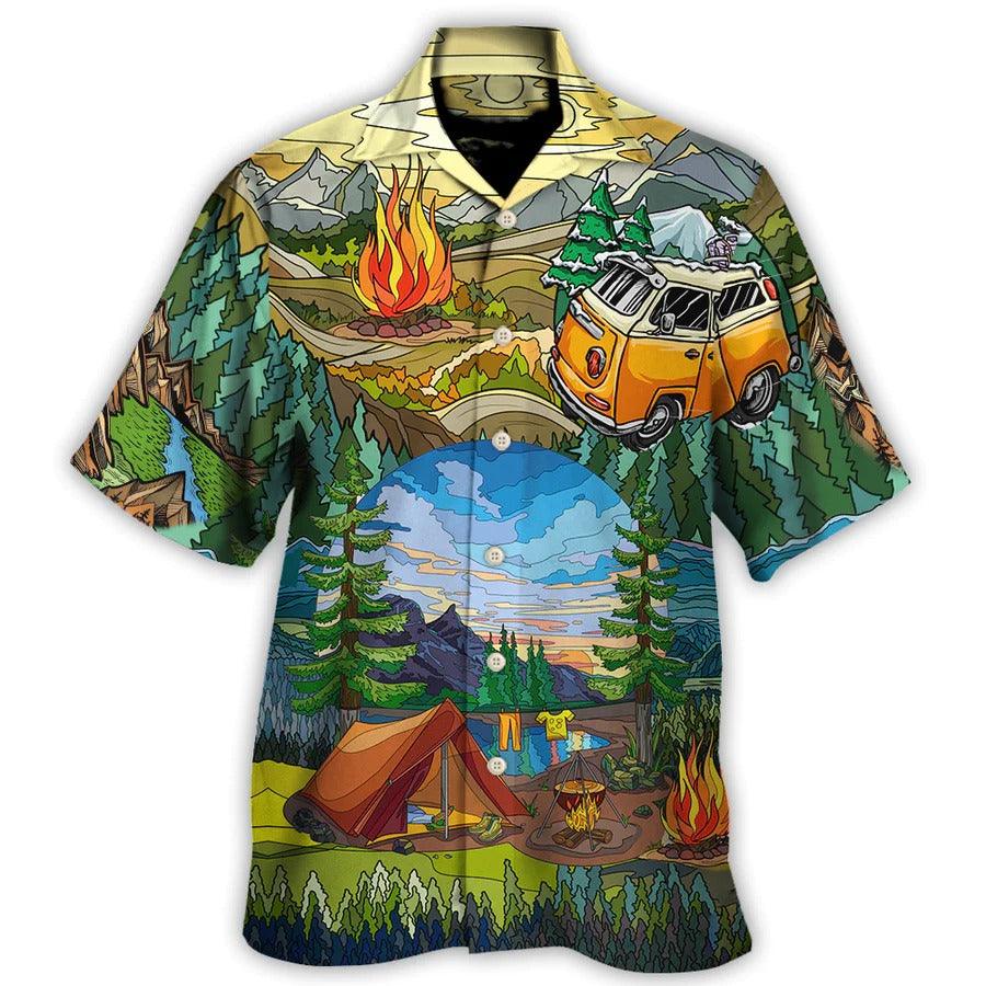 Camping Hawaiian Shirt, Camping Fire, Camping Caravan, Camping Art Aloha Shirt For Men And Women - Perfect Gift For Camping Lovers - Image 3
