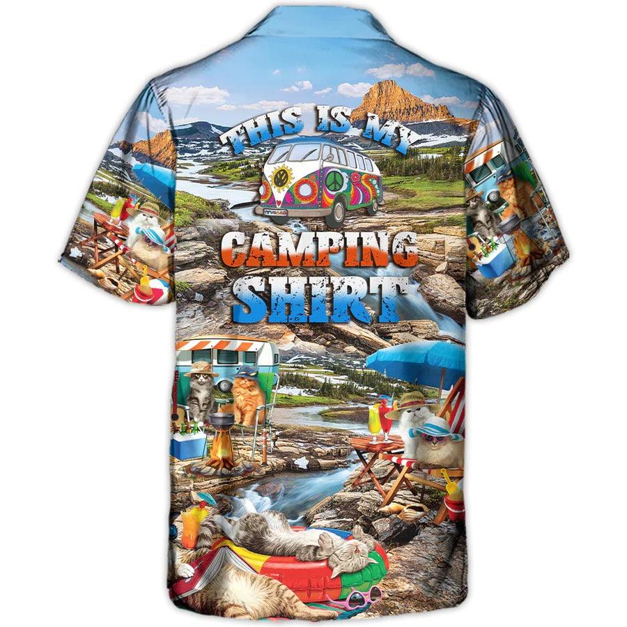 Camping Hawaiian Shirt, Camping Funny Cat Chilling Hawaiian Shirt For Summer, Camping Cat Aloha Shirt - Perfect Gift For Men, Women, Camping Lover - Image 3