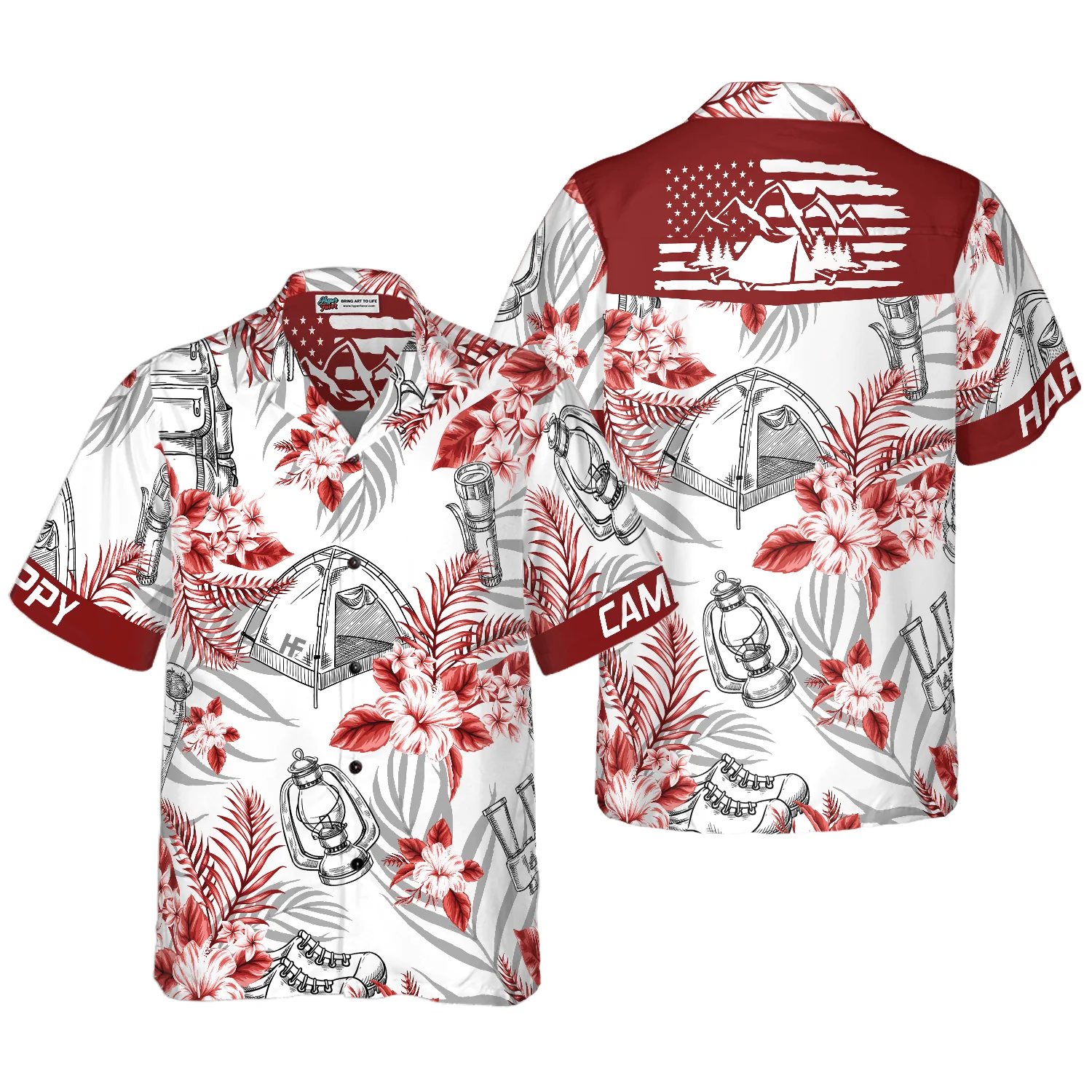 Camping Hawaiian Shirt For Summer, Happy Camper Colorful Shirt For Men Women, Perfect Gift For Friend, Team, Family, Camping Lovers