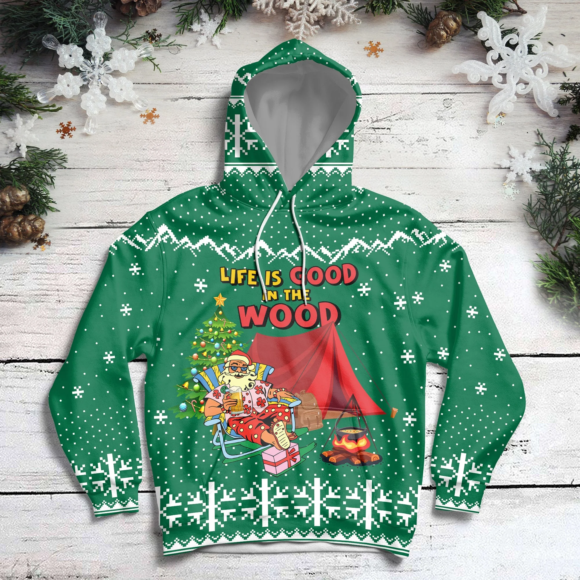 Camping Pullover Premium Hoodie Santa Life Is Good In The Wood, Perfect Outfit For Men And Women On Christmas New Year Autumn Winter - Image 2