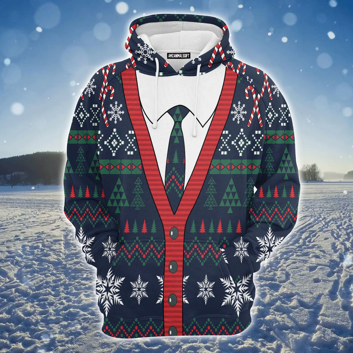 Cardigan Xmas Premium Christmas Hoodie, Cute Cardigan Christmas Unisex Hoodie For Men & Women - Perfect Gift For Christmas, Friends, Family