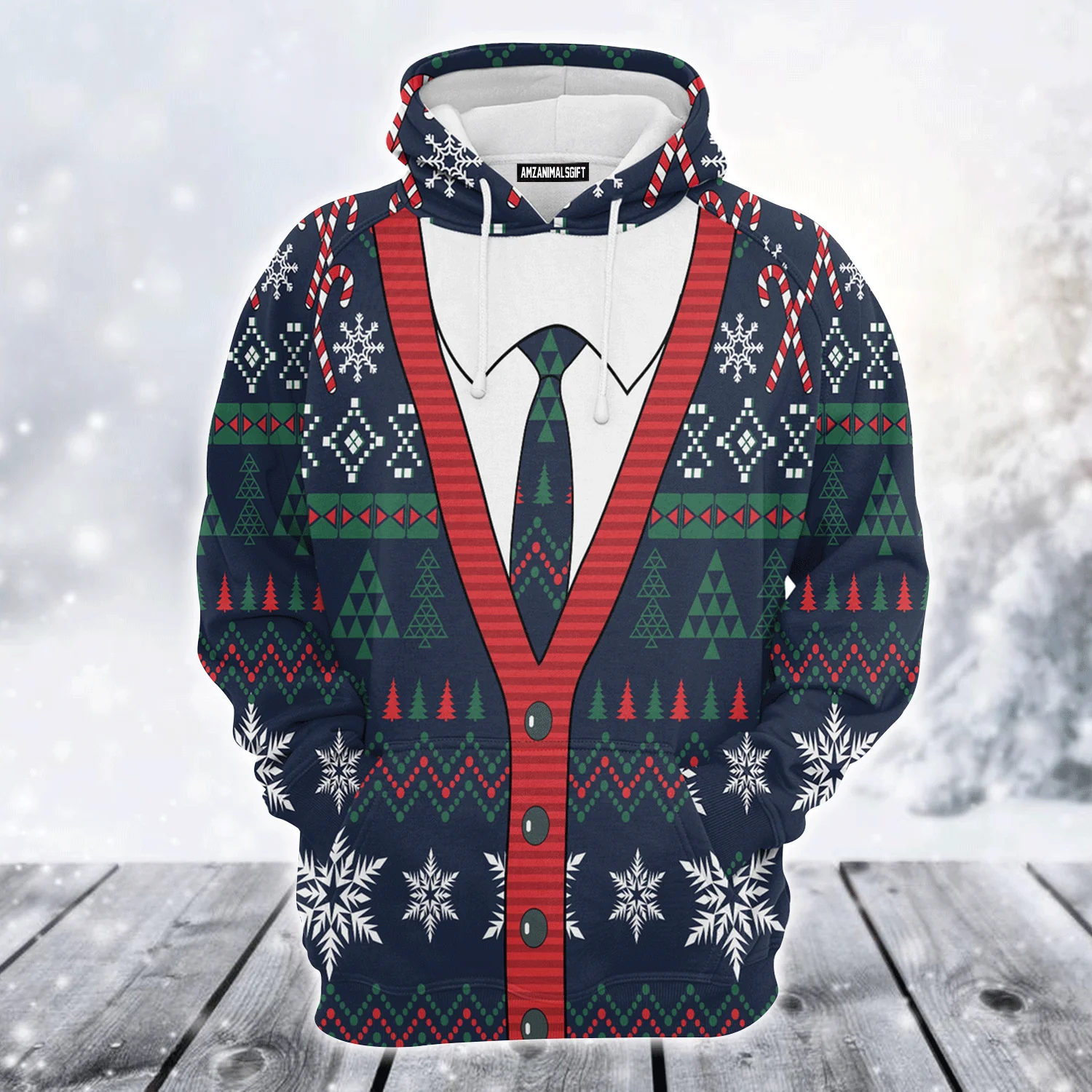 Cardigan Xmas Premium Christmas Hoodie, Cute Cardigan Christmas Unisex Hoodie For Men & Women - Perfect Gift For Christmas, Friends, Family - Image 2