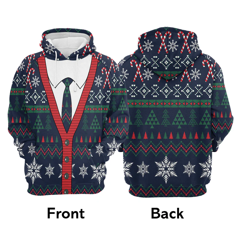 Cardigan Xmas Premium Christmas Hoodie, Cute Cardigan Christmas Unisex Hoodie For Men & Women - Perfect Gift For Christmas, Friends, Family - Image 3