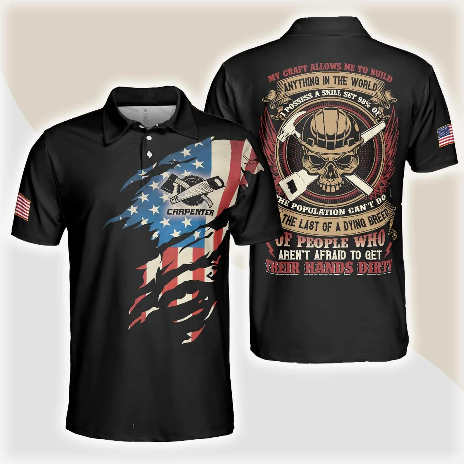 Carpenter My Craft Allows Me To Build Anything Polo Shirt, Ripped American Flag Polo Shirt, Best Carpenter Shirt For Men
