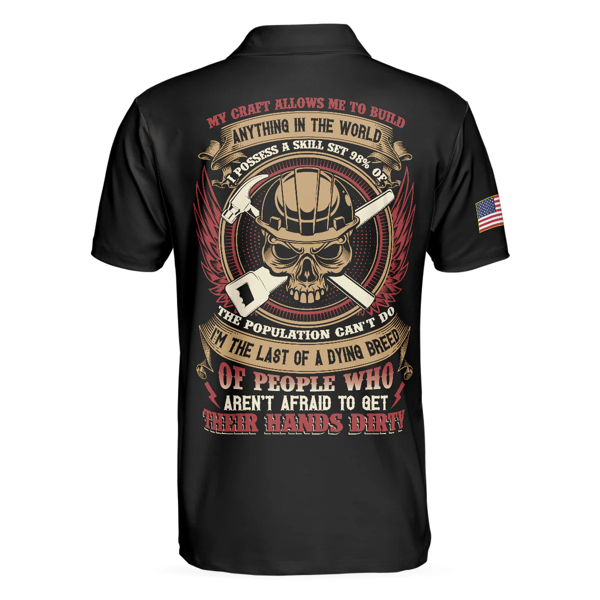 Carpenter My Craft Allows Me To Build Anything Polo Shirt, Ripped American Flag Polo Shirt, Best Carpenter Shirt For Men - Image 3