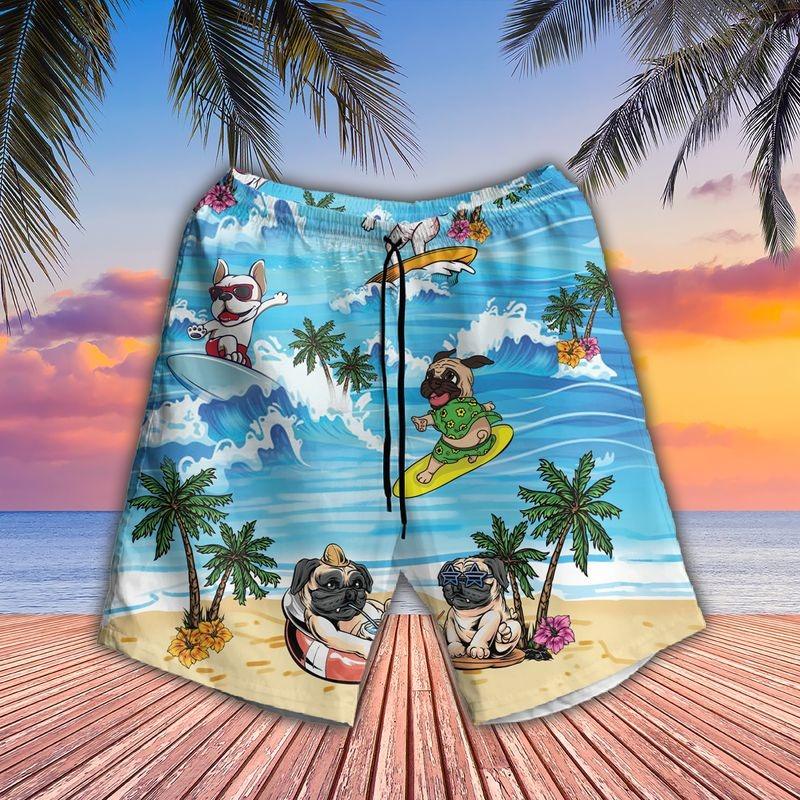 Cartoon Dog Aloha Hawaiian Shirt - Bull Dog surfing Hawaiian Shirt, Cartoon Pug Hawaiian Shirt For Men & Women, Dog Lover - Image 3