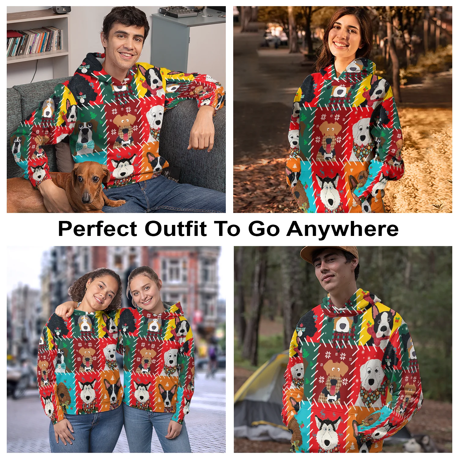 Cartoon Dog Christmas Pullover Premium Hoodie, Perfect Outfit For Men And Women On Christmas New Year Autumn Winter - Image 3