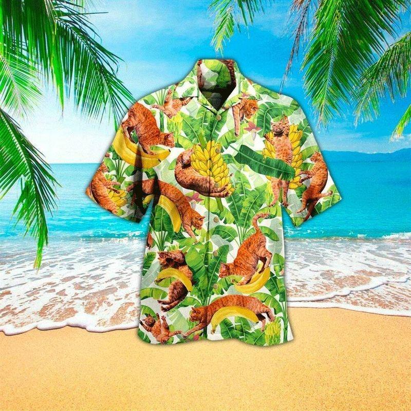 Cat Aloha Hawaiian Shirt - Cat Sleeping Pattern Hawaiian Shirt, Banana Garden Hawaiian Shirt For Men & Women, Cat Lover