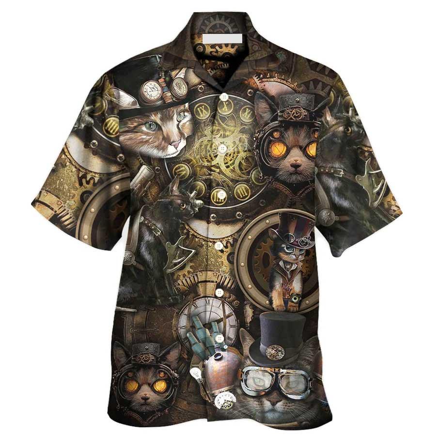 Cat Aloha Hawaiian Shirt For Summer, Cat Steampunk Art It's All About Magic Aloha Shirts, Best Colorful Cool Cat Hawaiian Shirts Outfit For Men Women, Friend, Cat Lovers