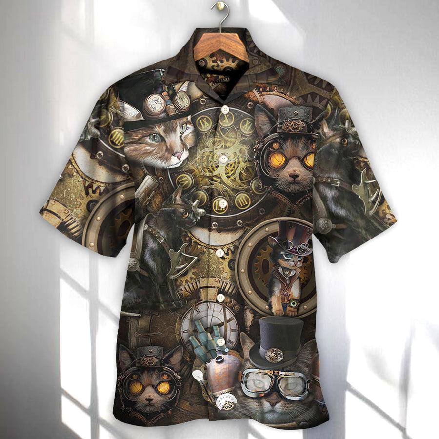 Cat Aloha Hawaiian Shirt For Summer, Cat Steampunk Art It's All About Magic Aloha Shirts, Best Colorful Cool Cat Hawaiian Shirts Outfit For Men Women, Friend, Cat Lovers - Image 2