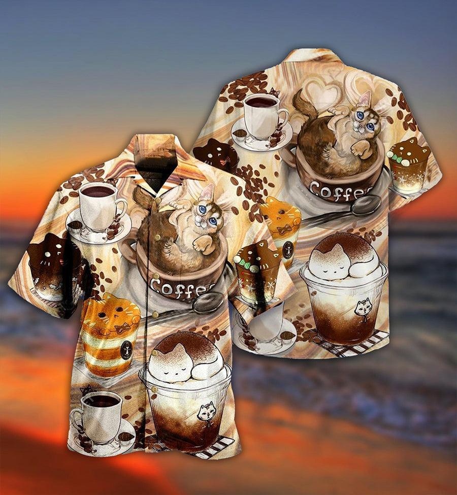 Cat And Coffee Hawaiian Shirt For Summer, Cat Do You Wanna Drink Me Coffee Hawaiian Shirts Outfit For Men Women, Friend, Team, Cat Lovers