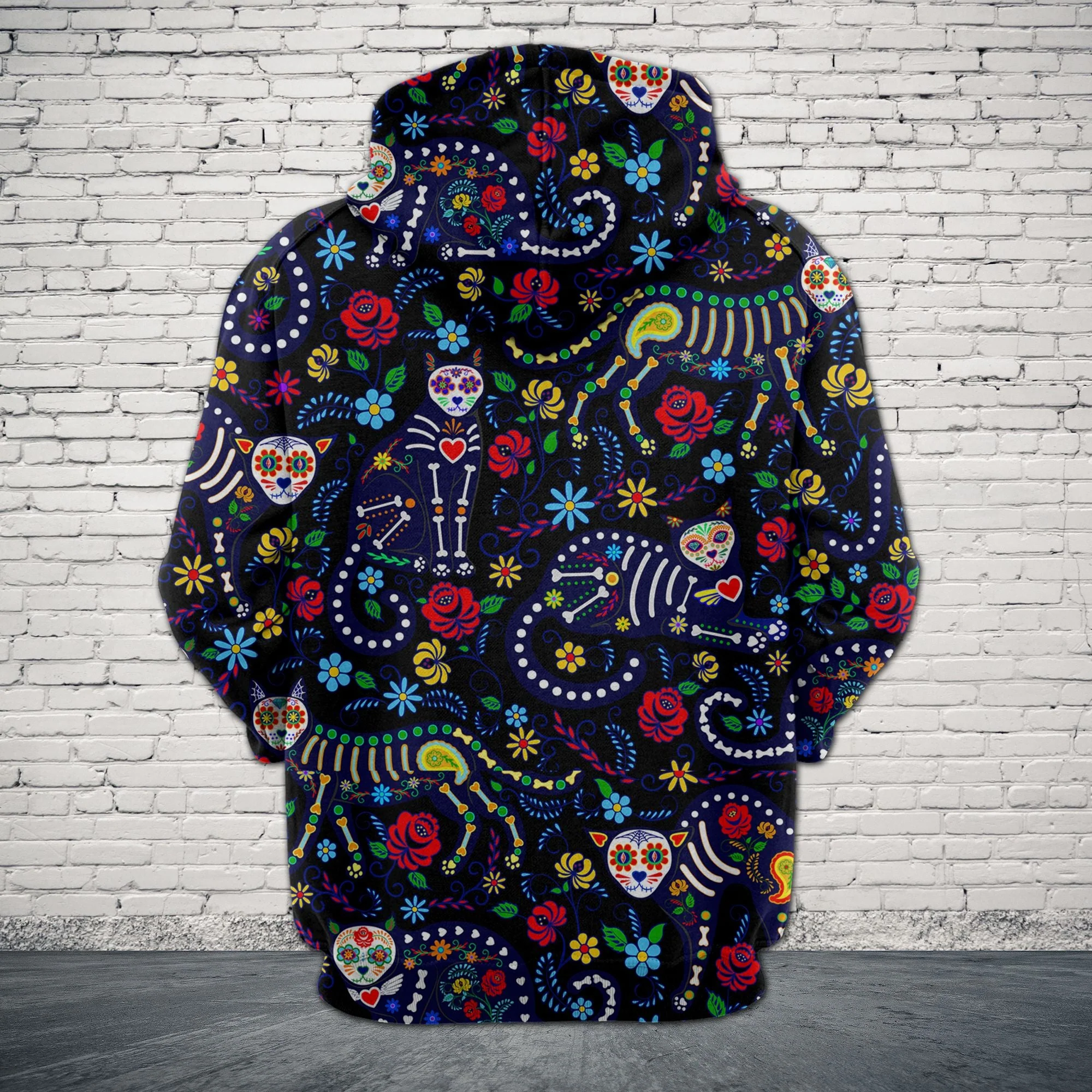 Cat Bone Colorful Flower Pullover Premium Hoodie, Perfect Outfit For Men And Women On Christmas New Year Autumn Winter - Image 3
