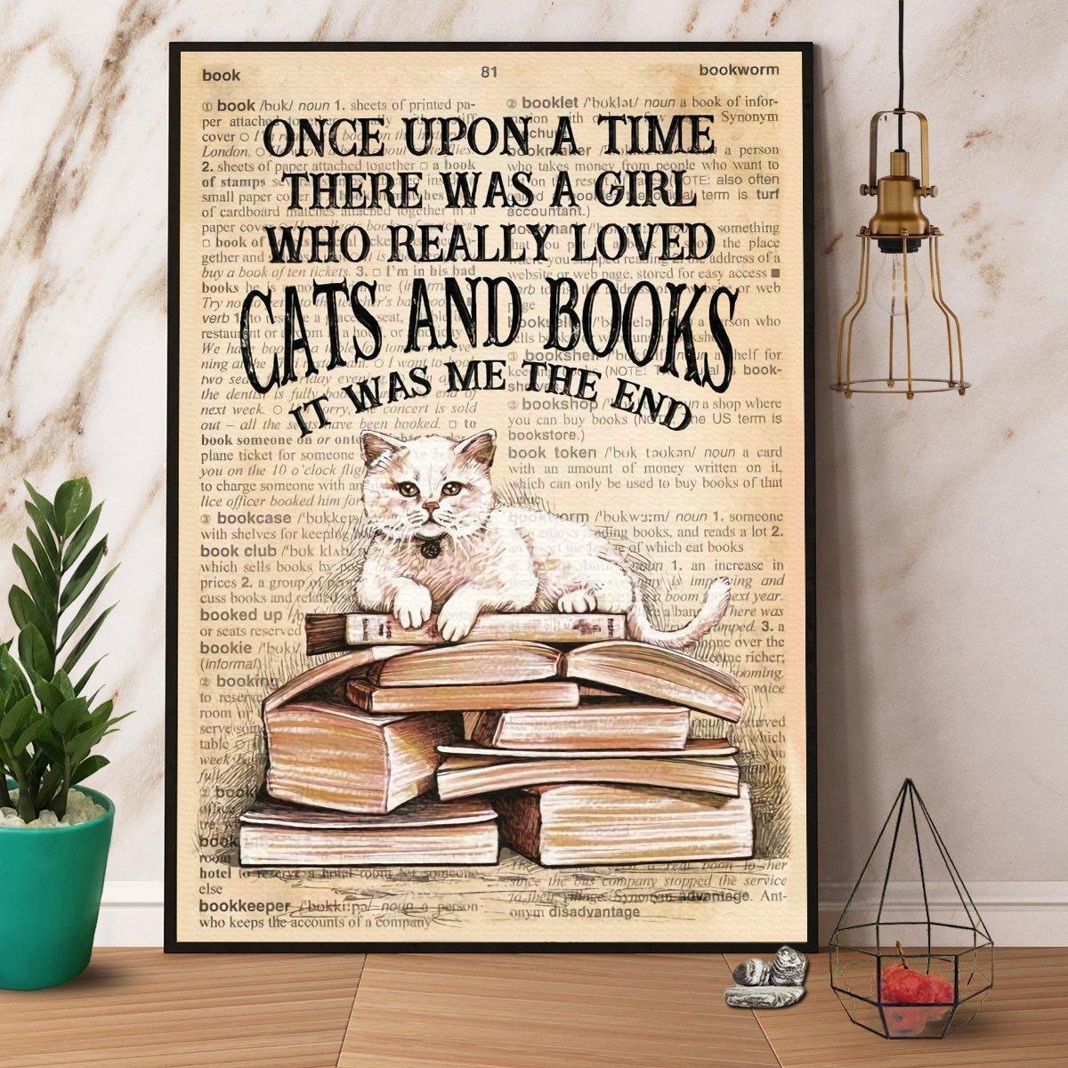 Cat & Book Portrait Canvas - Once Upon A Time There Was A Girl Who Really Loved Cats And Books It Was Me Canvas - Perfect Gift For Book & Cat Lover