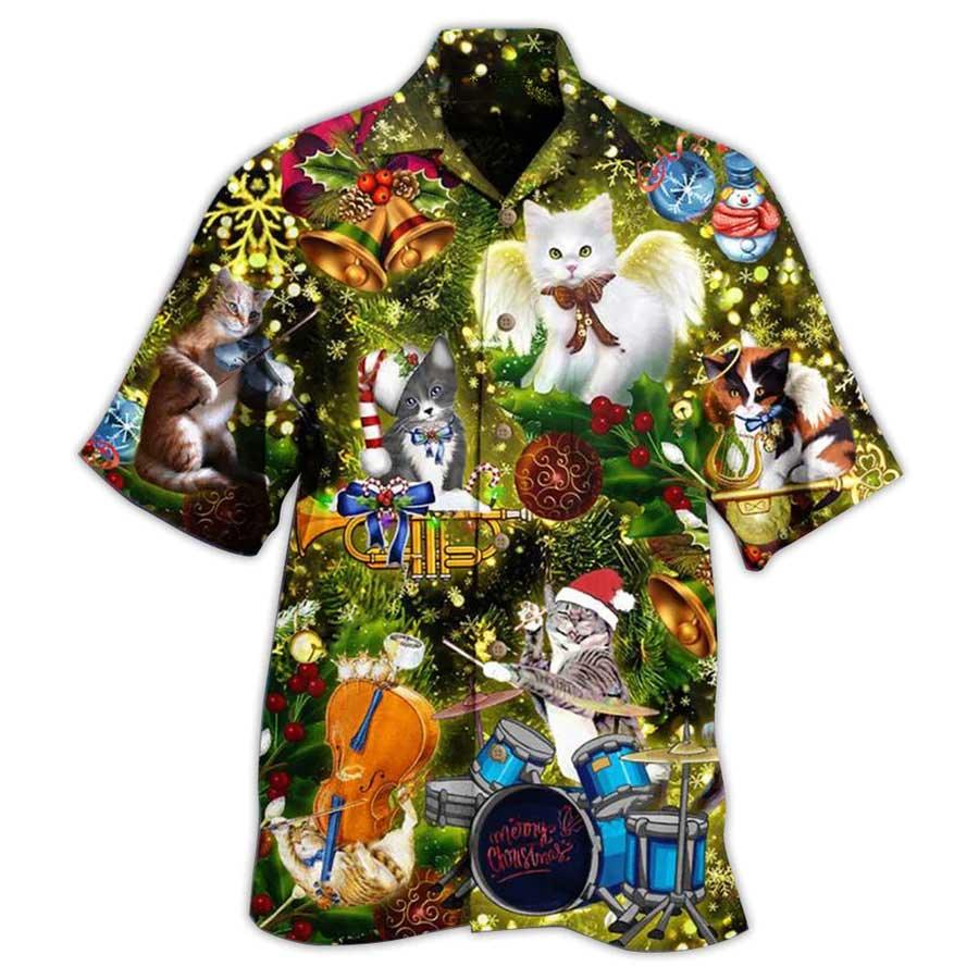 Cat Christmas Hawaiian Shirt For Summer, Cat Angel, Best Cool Cat Hawaiian Shirts Outfit For Men Women, Friend, Team, Cat Lover