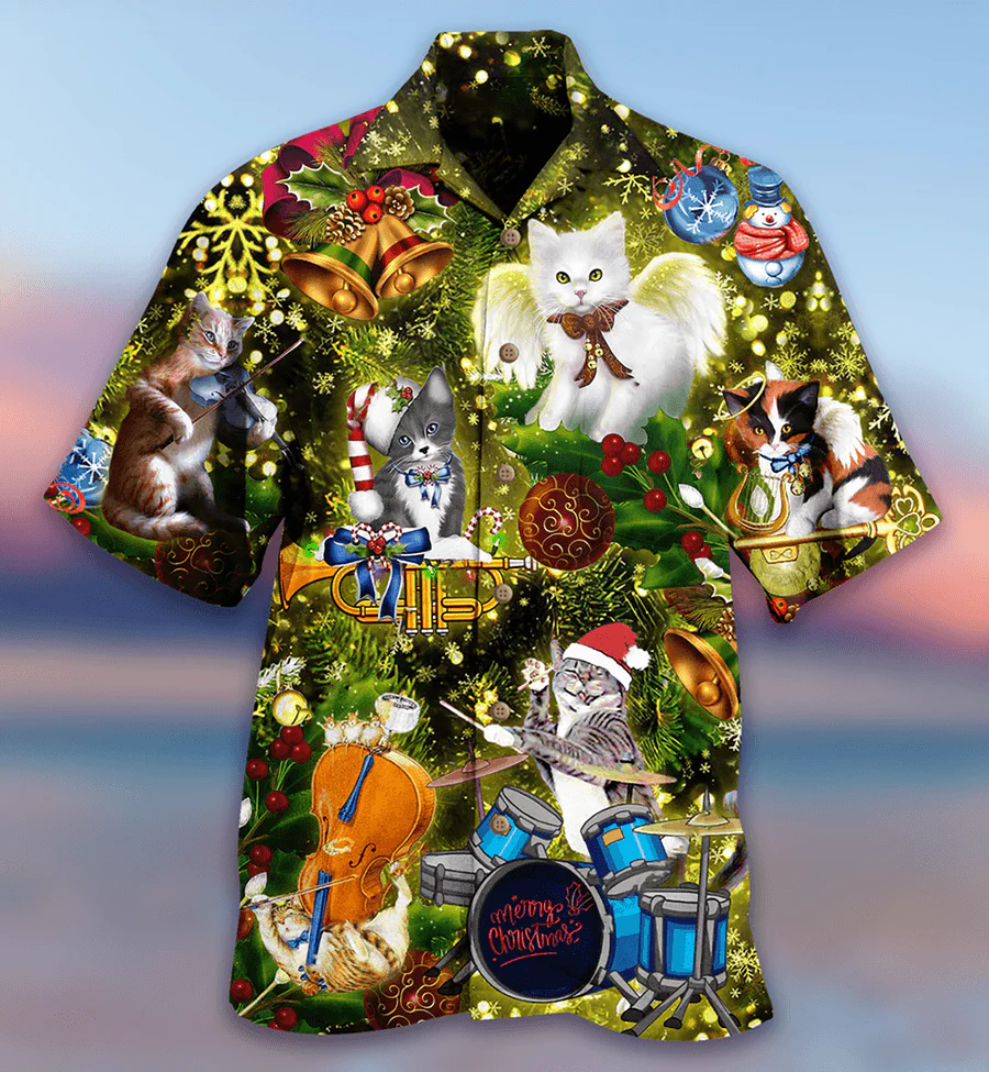 Cat Christmas Hawaiian Shirt For Summer, Cat Angel, Best Cool Cat Hawaiian Shirts Outfit For Men Women, Friend, Team, Cat Lover - Image 2