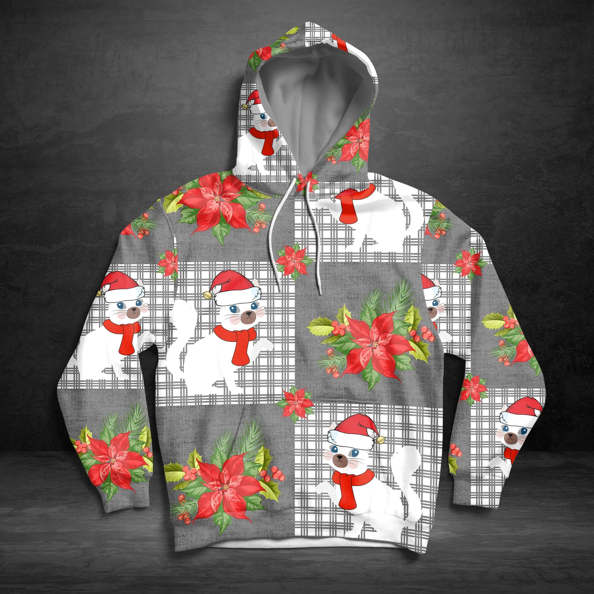 Cat Christmas Symbol Pullover Premium Hoodie, Perfect Outfit For Men And Women On Christmas New Year Autumn Winter - Image 2