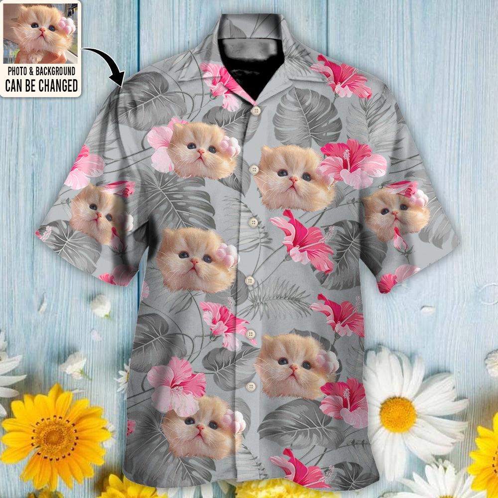 Cat Custom Photo Hawaiian Shirt For Summer, Cat Tropical Style Personalized Cat Hawaiian Shirts Outfit For Men Women, Friend, Team, Cat Lovers