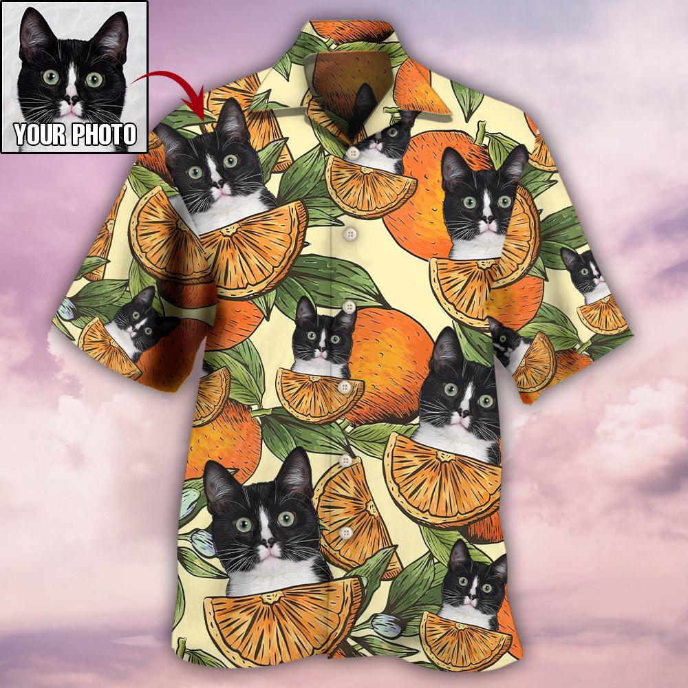 Cat Custom Photo Hawaiian Shirt For Summer, Cool Cat Orange Tropical Style Personalized Cat Hawaiian Shirts Outfit For Men Women, Cat Lovers - Image 2