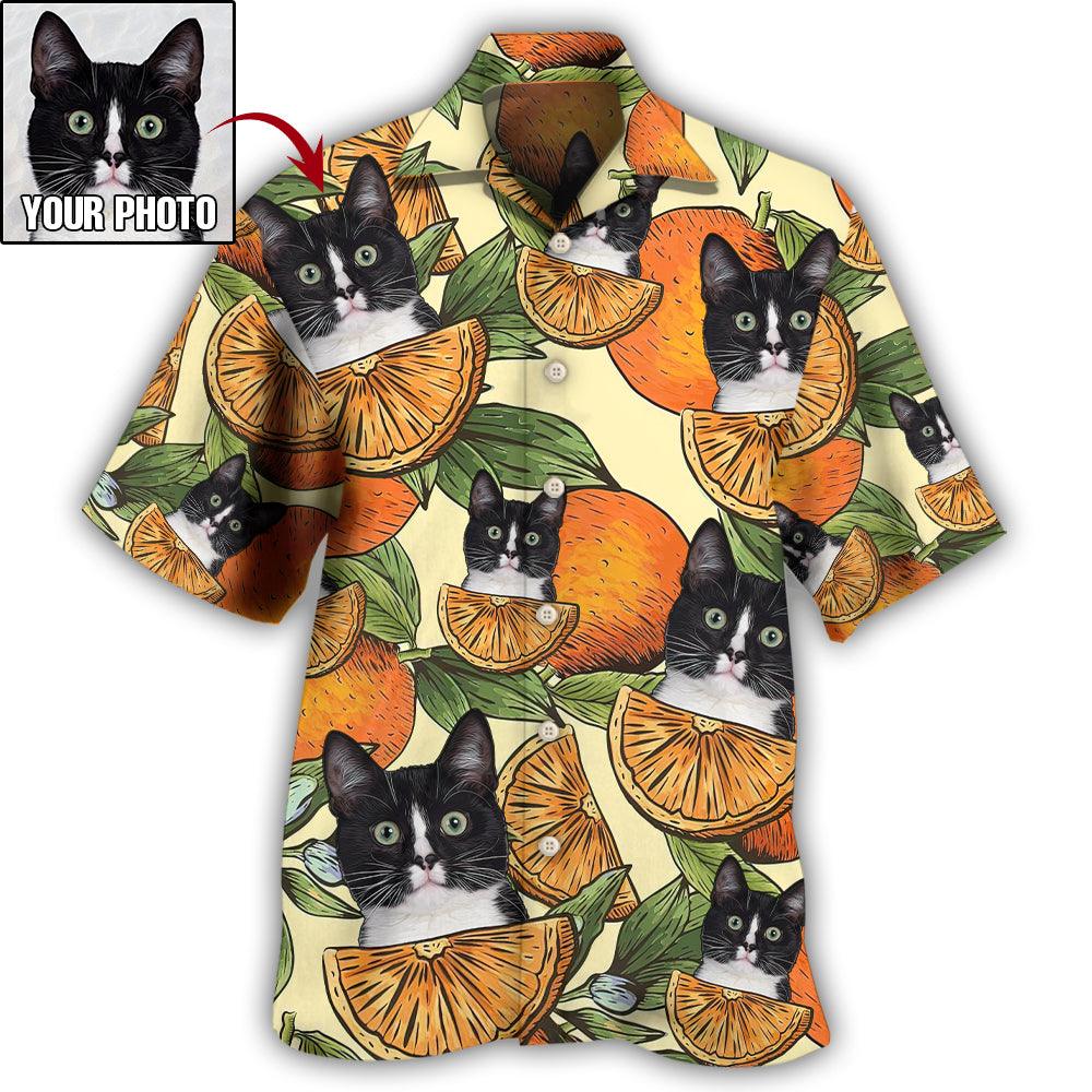 Cat Custom Photo Hawaiian Shirt For Summer, Cool Cat Orange Tropical Style Personalized Cat Hawaiian Shirts Outfit For Men Women, Cat Lovers - Image 3