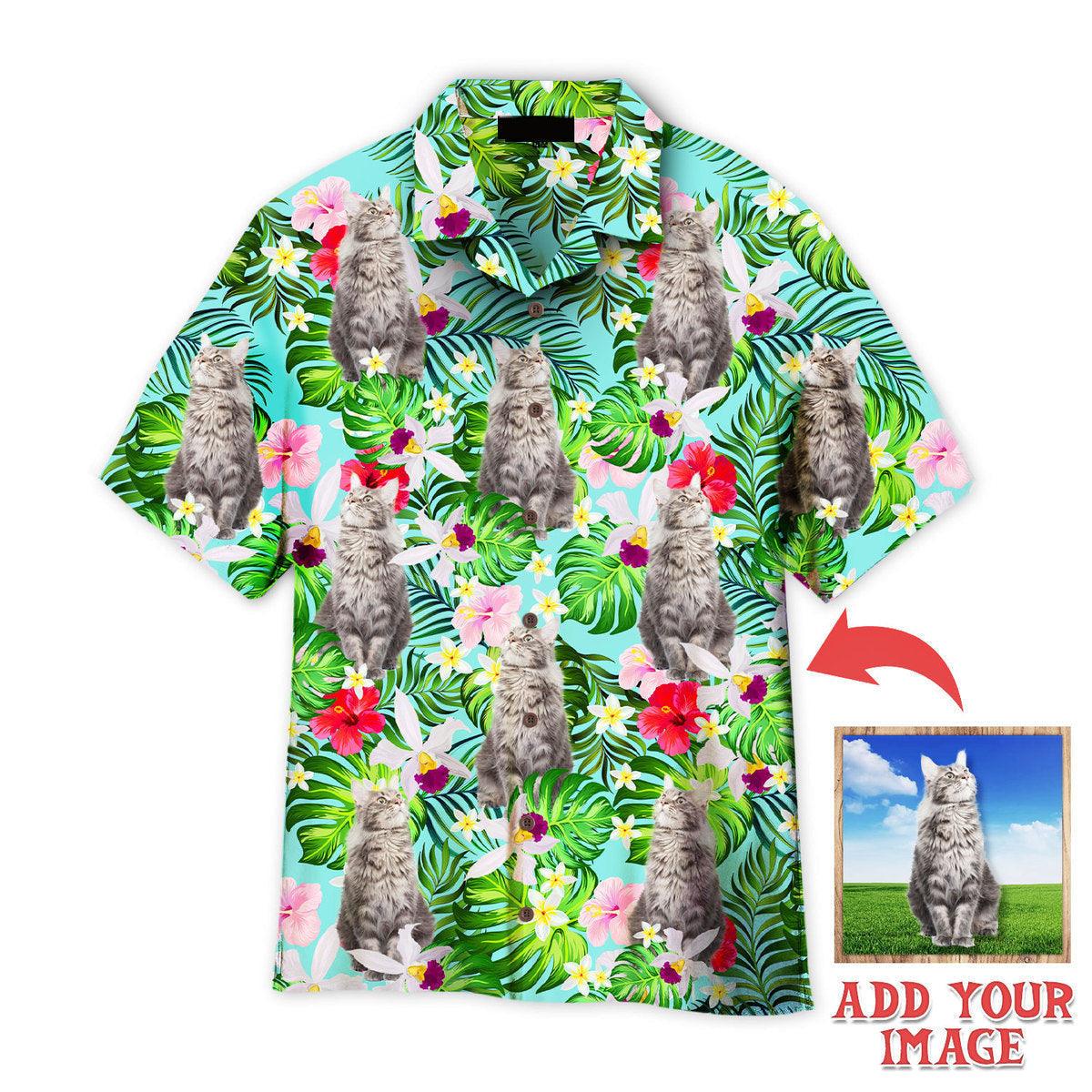 Cat Hawaiian Shirt Custom Photo, Maine Coon I Know Im Just A Cat But Floral Tropical Personalized Hawaiian Shirt - Perfect Gift For Cat Lovers