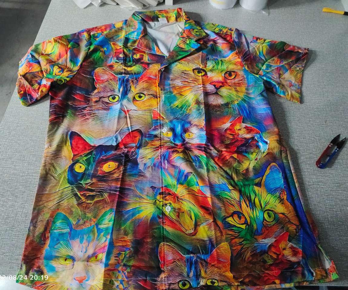 Cat Hawaiian Shirt For Summer, Beautiful Cat Painting, Colorful Cool Cat Hawaiian Shirts Outfit For Men Women, Friend, Team, Cat Lovers - Image 4