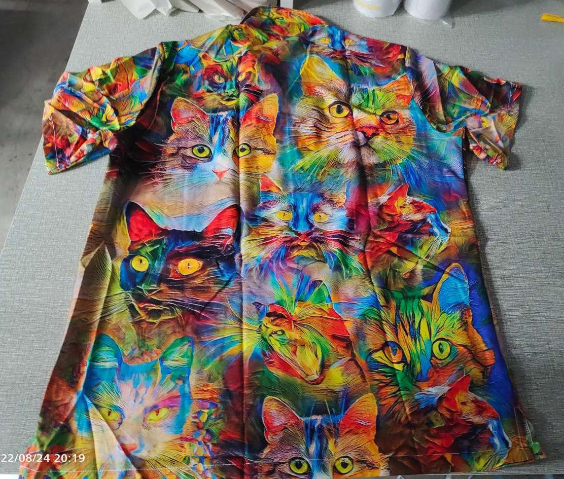 Cat Hawaiian Shirt For Summer, Beautiful Cat Painting, Colorful Cool Cat Hawaiian Shirts Outfit For Men Women, Friend, Team, Cat Lovers - Image 5