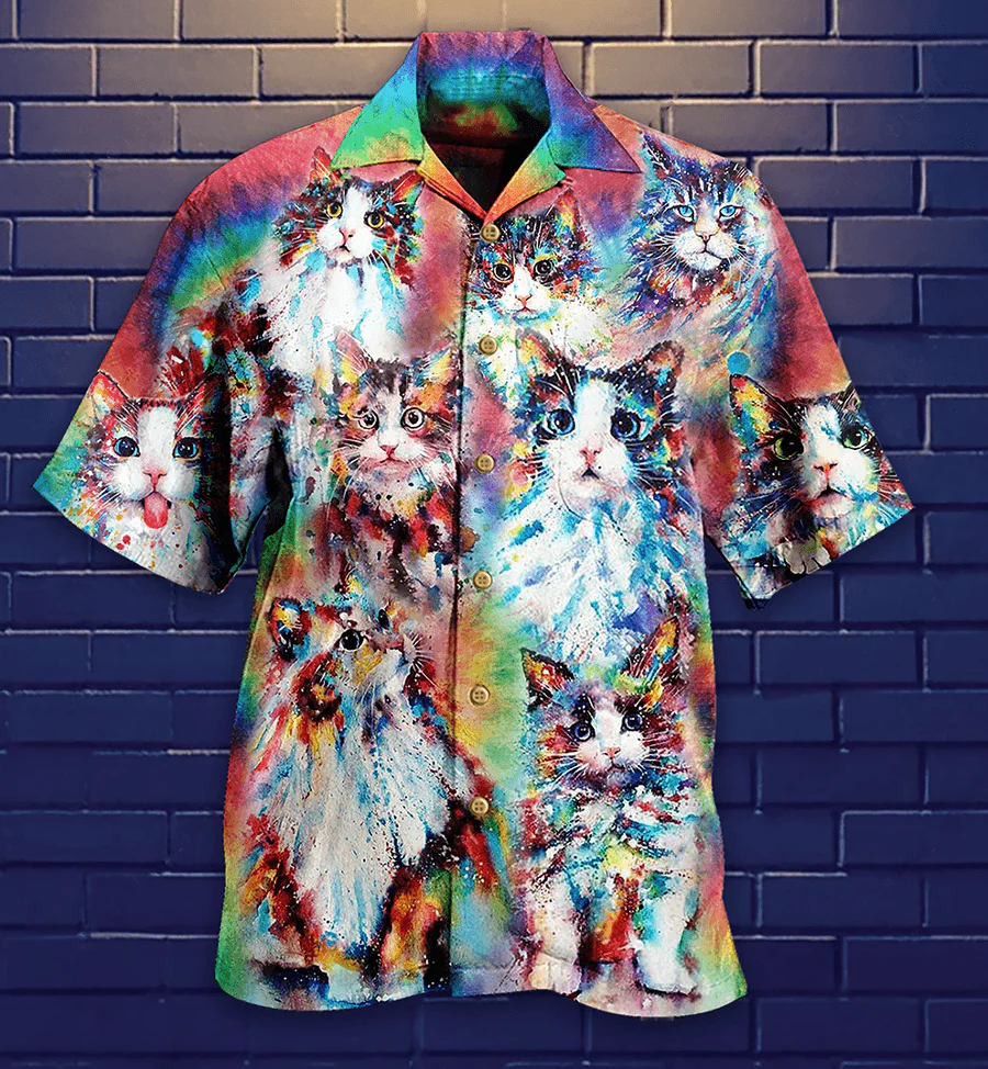 Cat Hawaiian Shirt For Summer, Cat Baby Angel, Best Colorful Cool Cat Hawaiian Shirts Outfit For Men Women, Friend, Team, Cat Lovers - Image 2