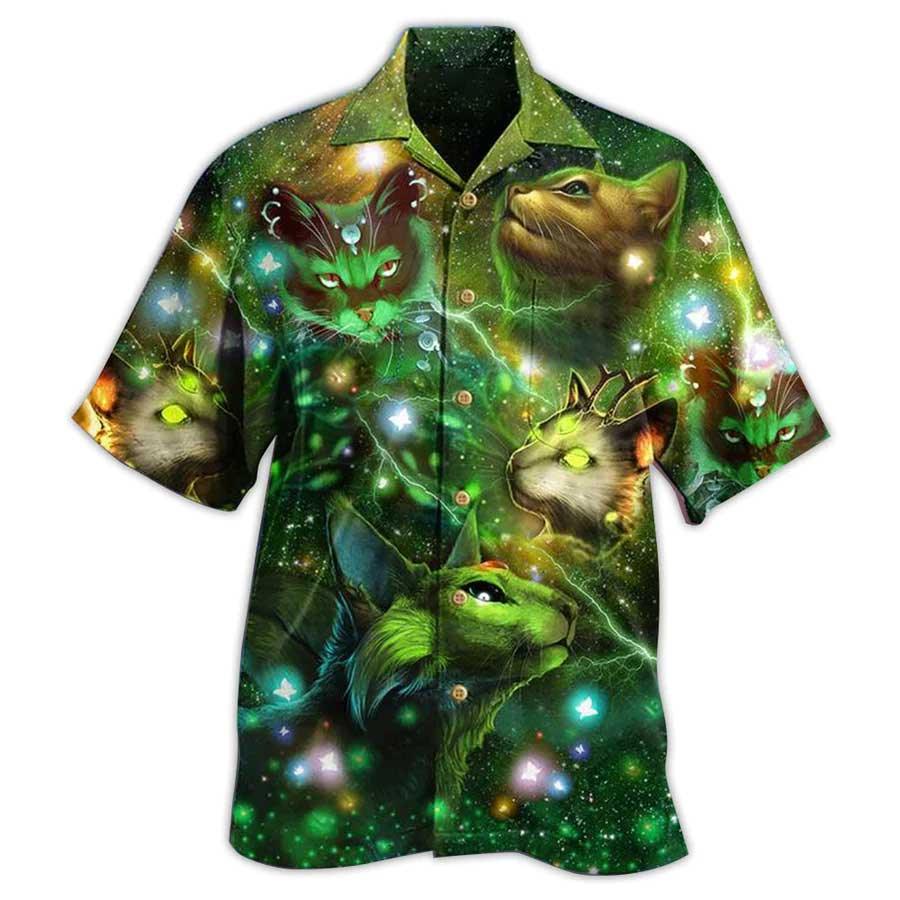 Cat Hawaiian Shirt For Summer, Cat Love Night And Star Mysterious Aloha Shirts, Best Gift For Men Women, Friend, Team, Cat Lovers