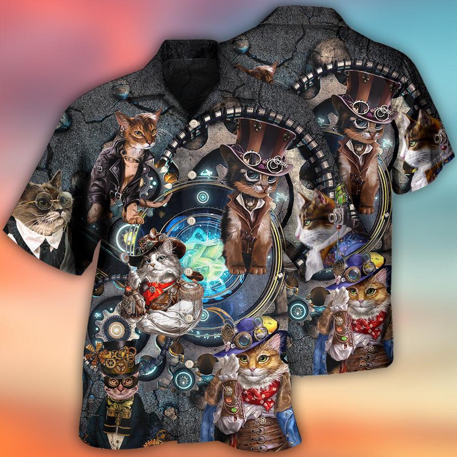 Cat Hawaiian Shirt For Summer, Cat Mechanic Cool Style, Best Colorful Cat Hawaiian Shirts Outfit For Men Women, Friend, Team, Cat Lovers - Image 2