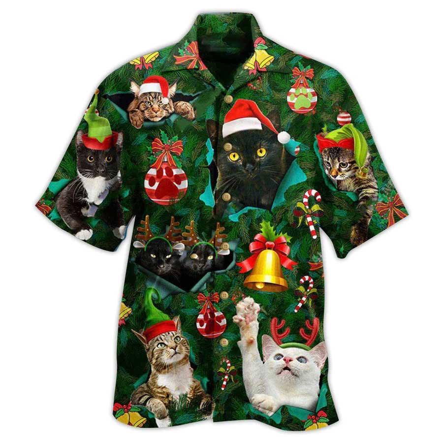Cat Hawaiian Shirt For Summer, Cat Meowy Christmas Aloha Shirts - Best Colorful Cool Cat Hawaiian Shirts Outfit For Men Women, Friend, Team, Cat Lovers