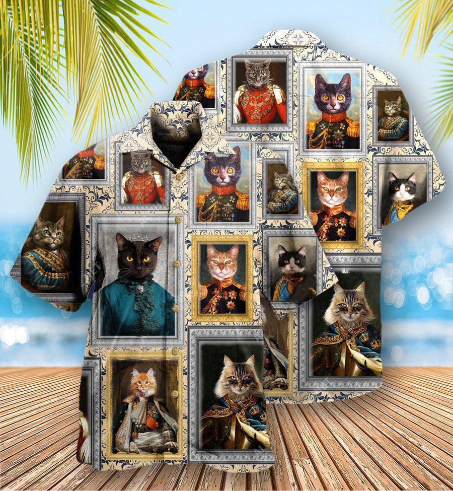 Cat Hawaiian Shirt For Summer, Cat Noble Aristocrat Basic Aloha Shirts, Best Colorful Cool Cat Hawaiian Shirts For Men Women, Friend, Team, Cat Lovers - Image 2