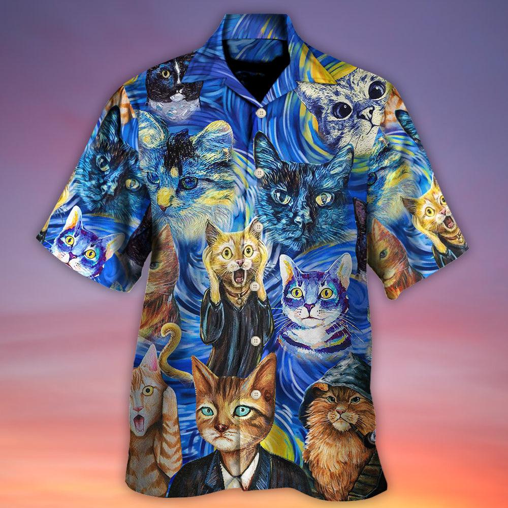 Cat Hawaiian Shirt For Summer, Cat Painting Art Style Aloha Shirt - Colorful Cool Cat Hawaiian Shirts Outfit For Men Women, Cat Lovers