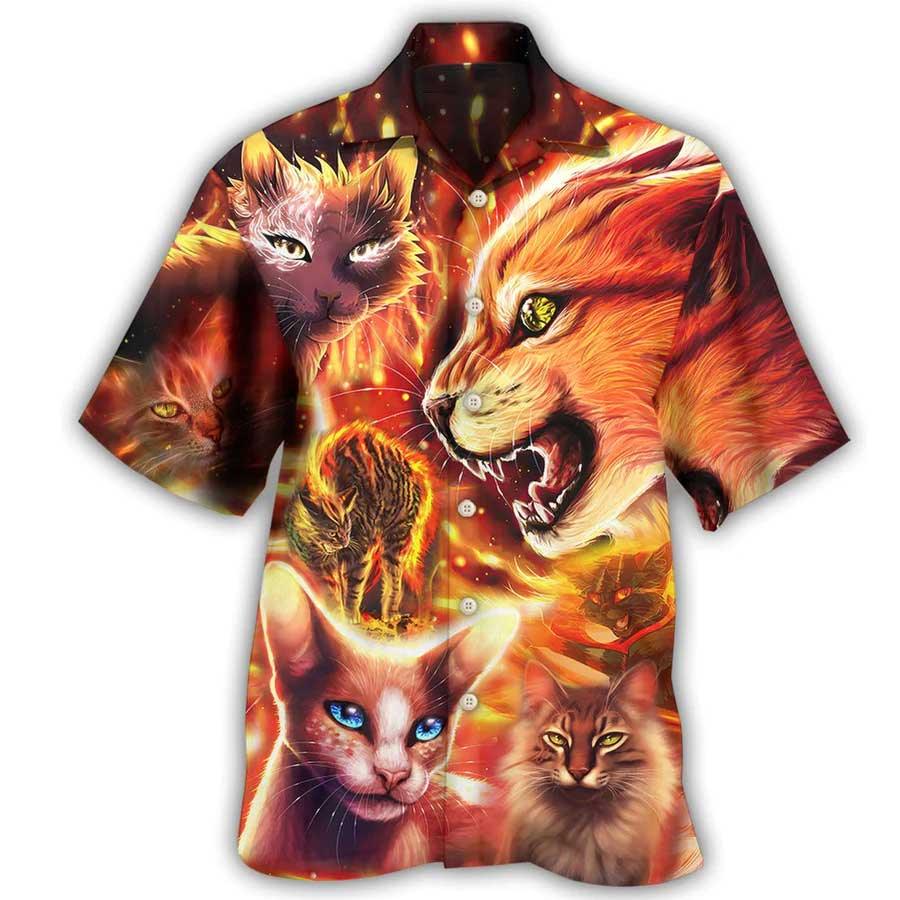 Cat Hawaiian Shirt For Summer, Cat Play Fire Aloha Shirts, Best Colorful Cool Cat Hawaiian Shirts Outfit For Men Women, Friend, Team, Cat Lovers