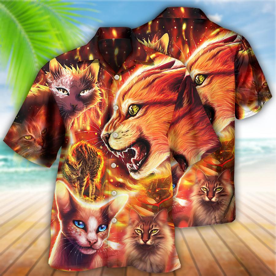 Cat Hawaiian Shirt For Summer, Cat Play Fire Aloha Shirts, Best Colorful Cool Cat Hawaiian Shirts Outfit For Men Women, Friend, Team, Cat Lovers - Image 2